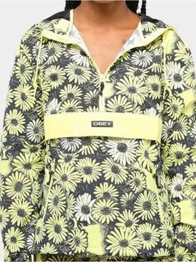 Obey Yellow Floral Hooded Anorak Jacket